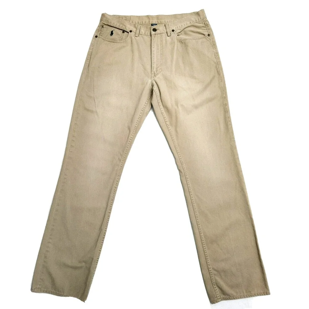 Polo Ralph Lauren Straight Pants Men's 36x34* Beige 5-Pocket Twill Jeans